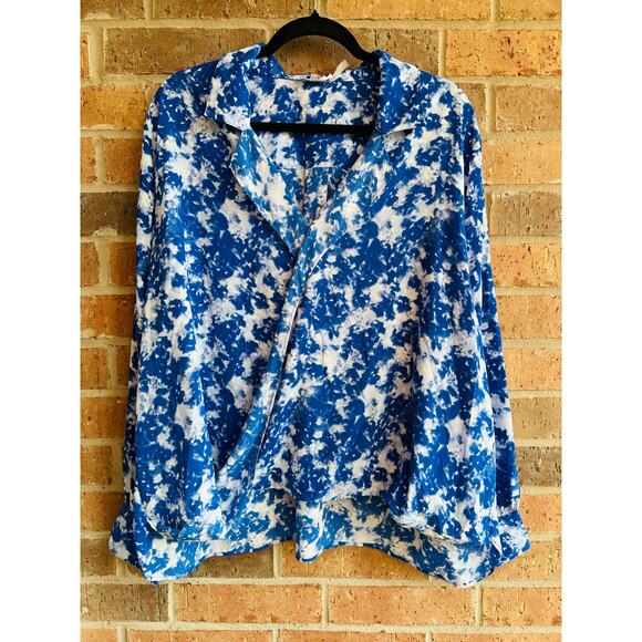 Calvin Klein Blue/White Blouse Size 2X - Picture 1 of 3